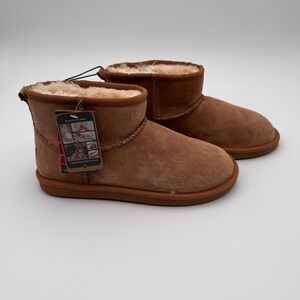 Lamo Womens Suede Ankle Boots Chestnut Brown Faux Fur Lined Winter Booties